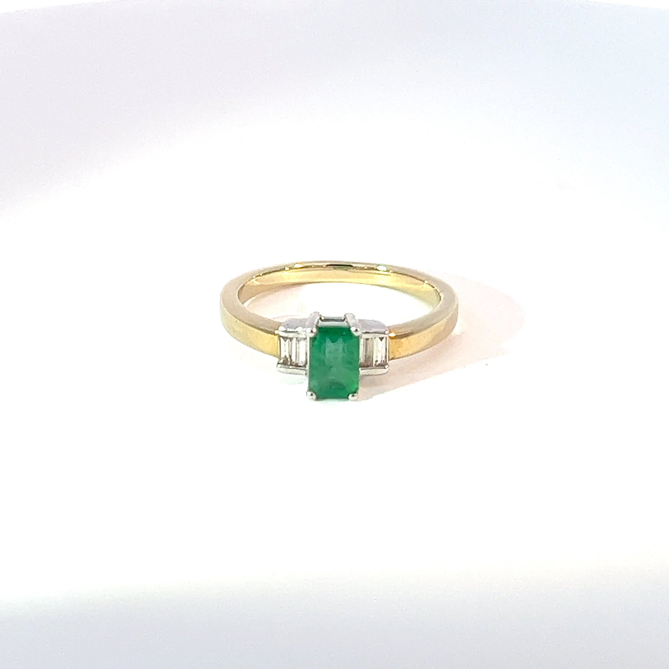 9ct Yellow Gold Emerald & Diamond Trilogy Ring 
