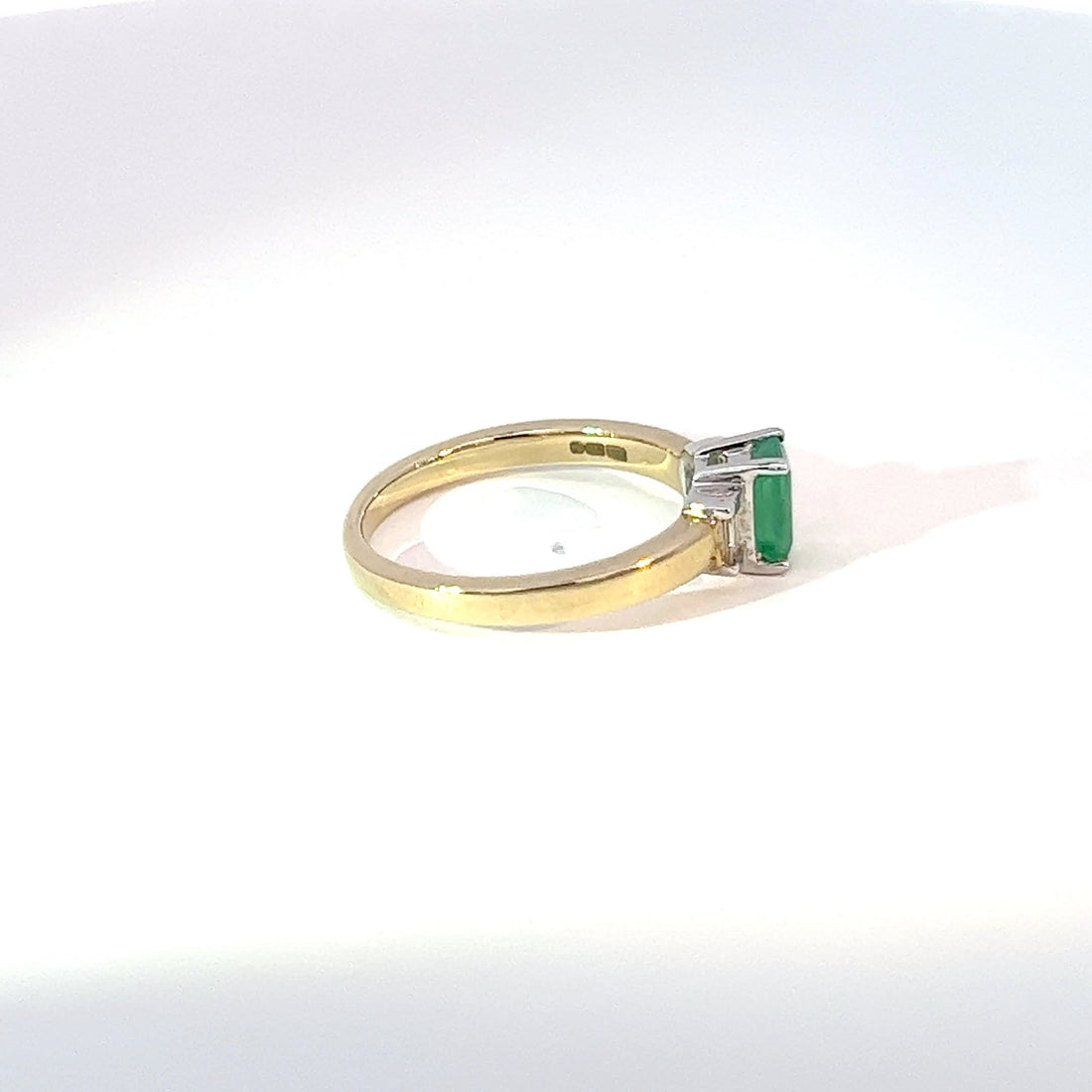 9ct Yellow Gold Emerald & Diamond Trilogy Ring