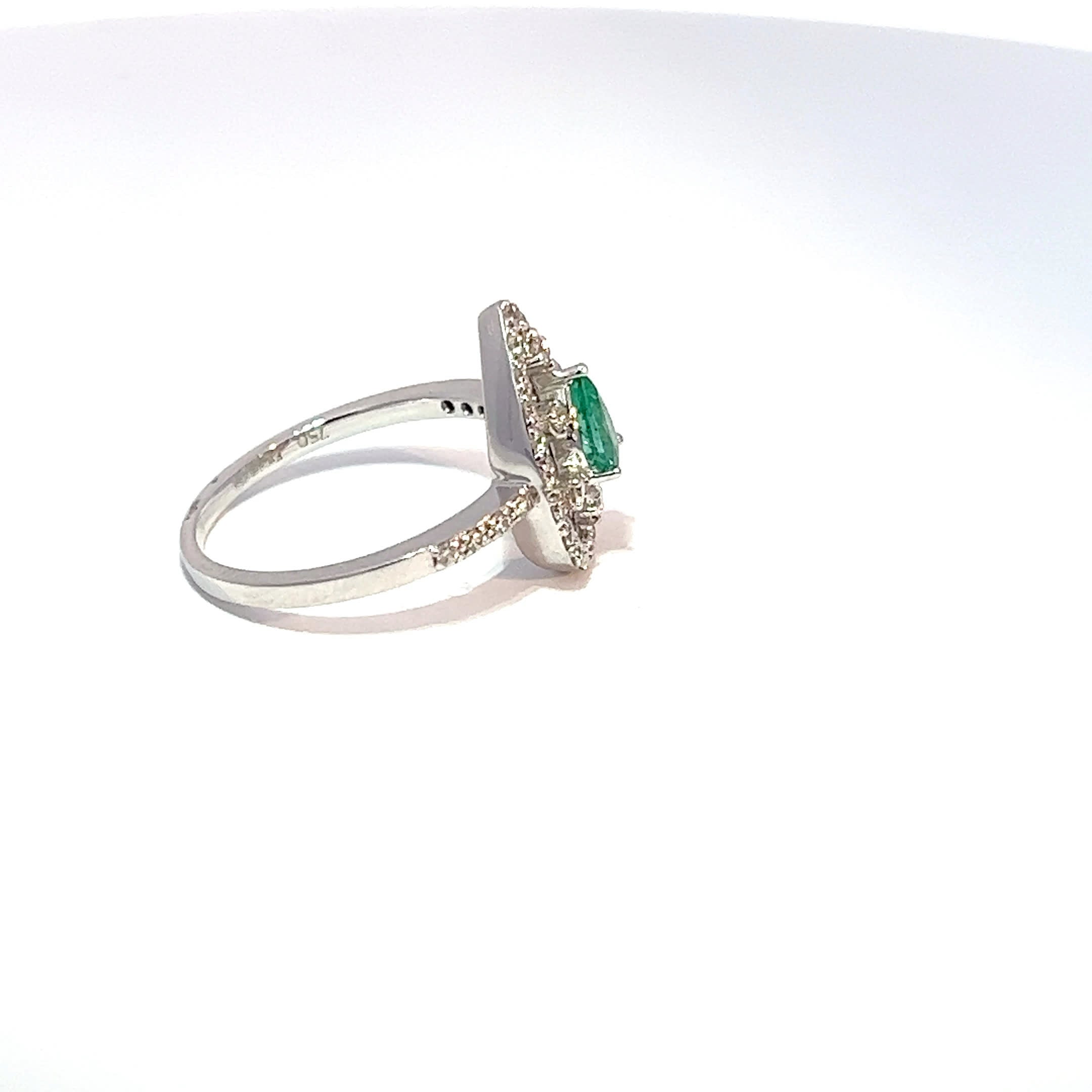 18ct White Gold Emerald & Diamond Dress Ring