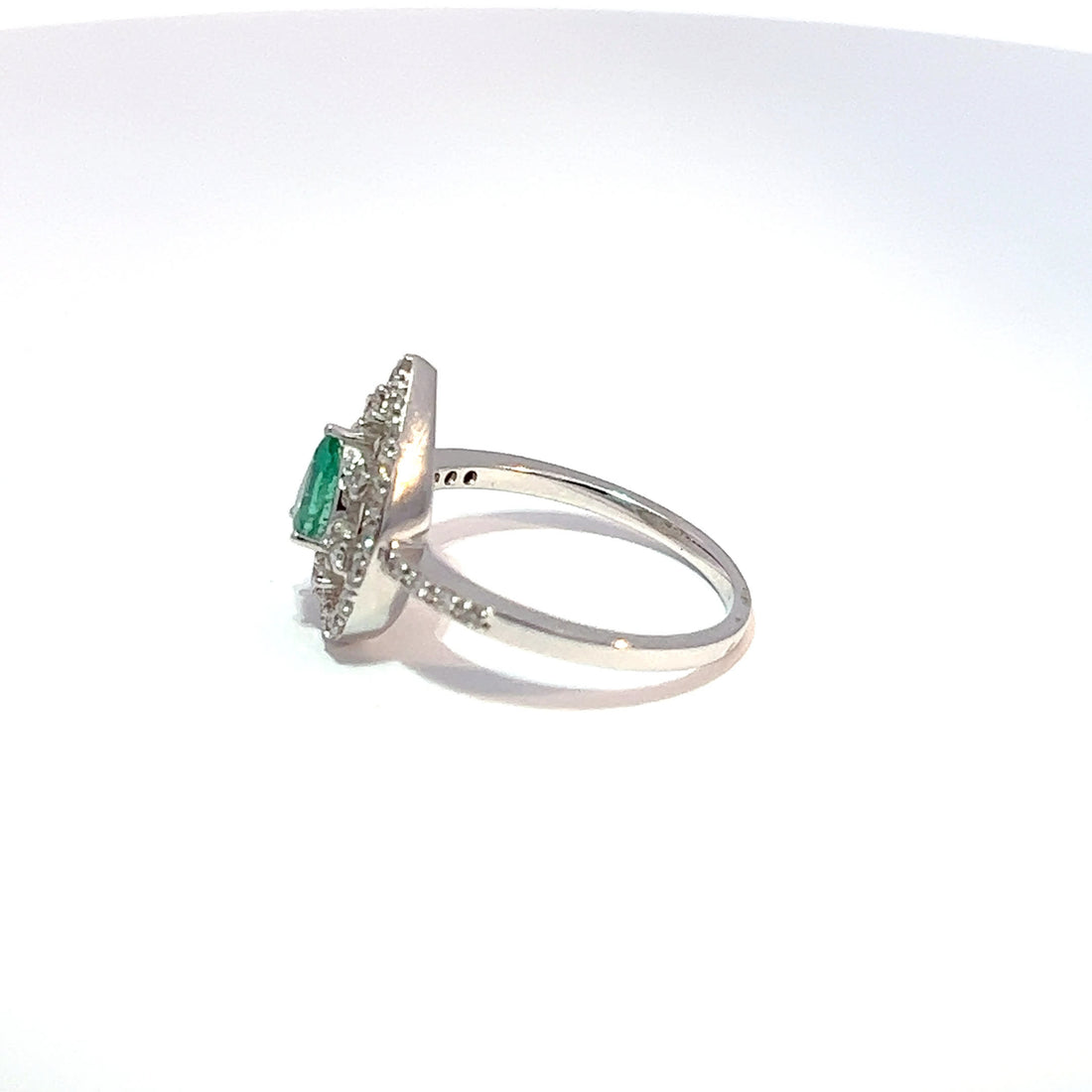 18ct White Gold Emerald & Diamond Dress Ring