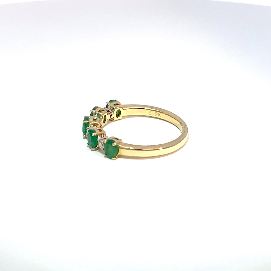 9ct Yellow Gold Oval Emerald & Diamond Eternity Ring