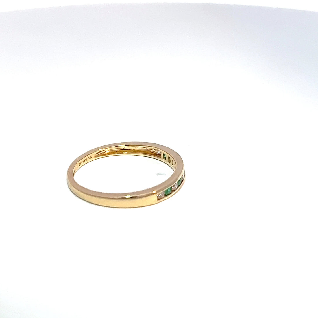 9ct Yellow Gold Emerald & Diamond Channel Set Band