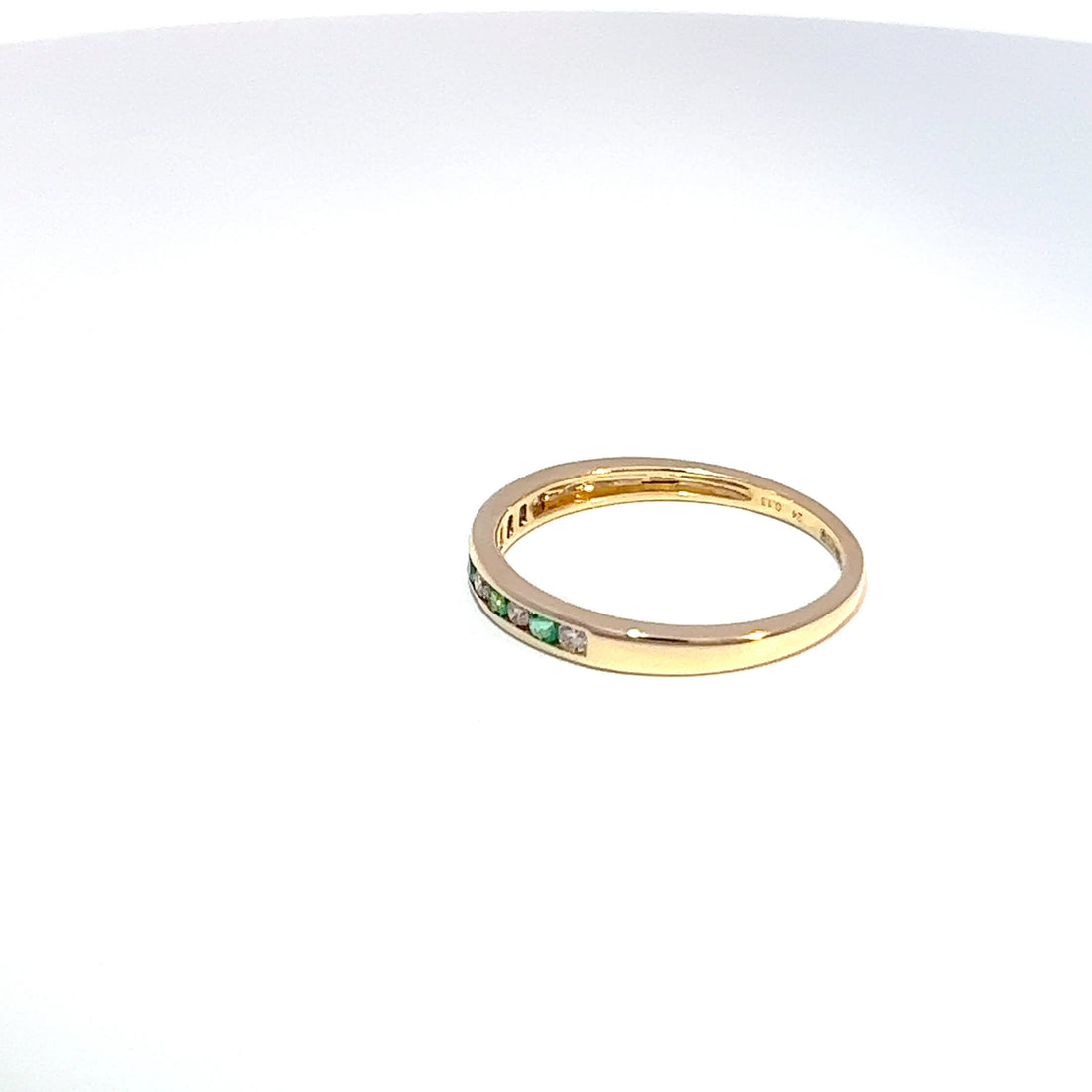 9ct Yellow Gold Emerald & Diamond Channel Set Band