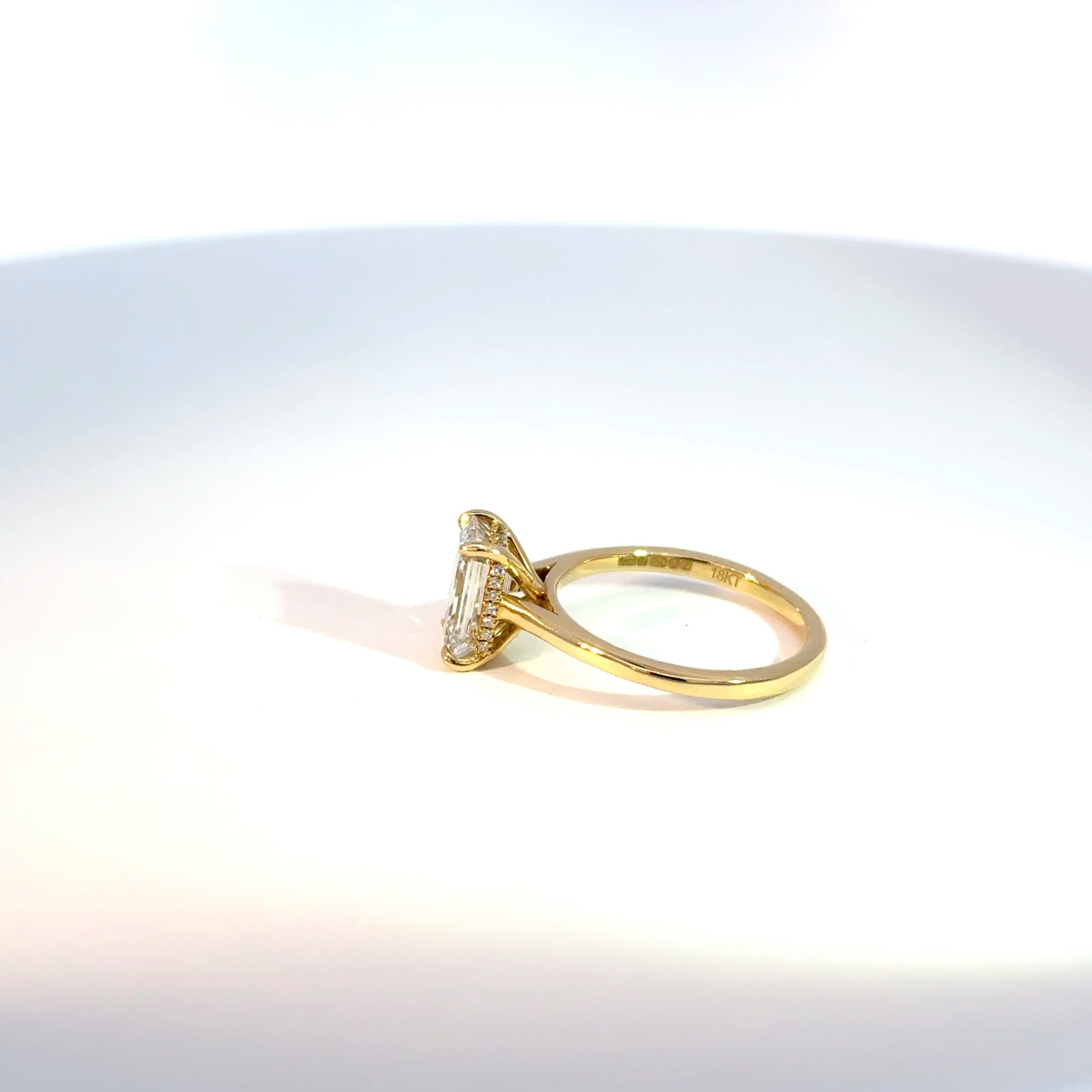 18ct Yellow Gold 2.01ct Emerald Cut Lab Grown Diamond Solitaire