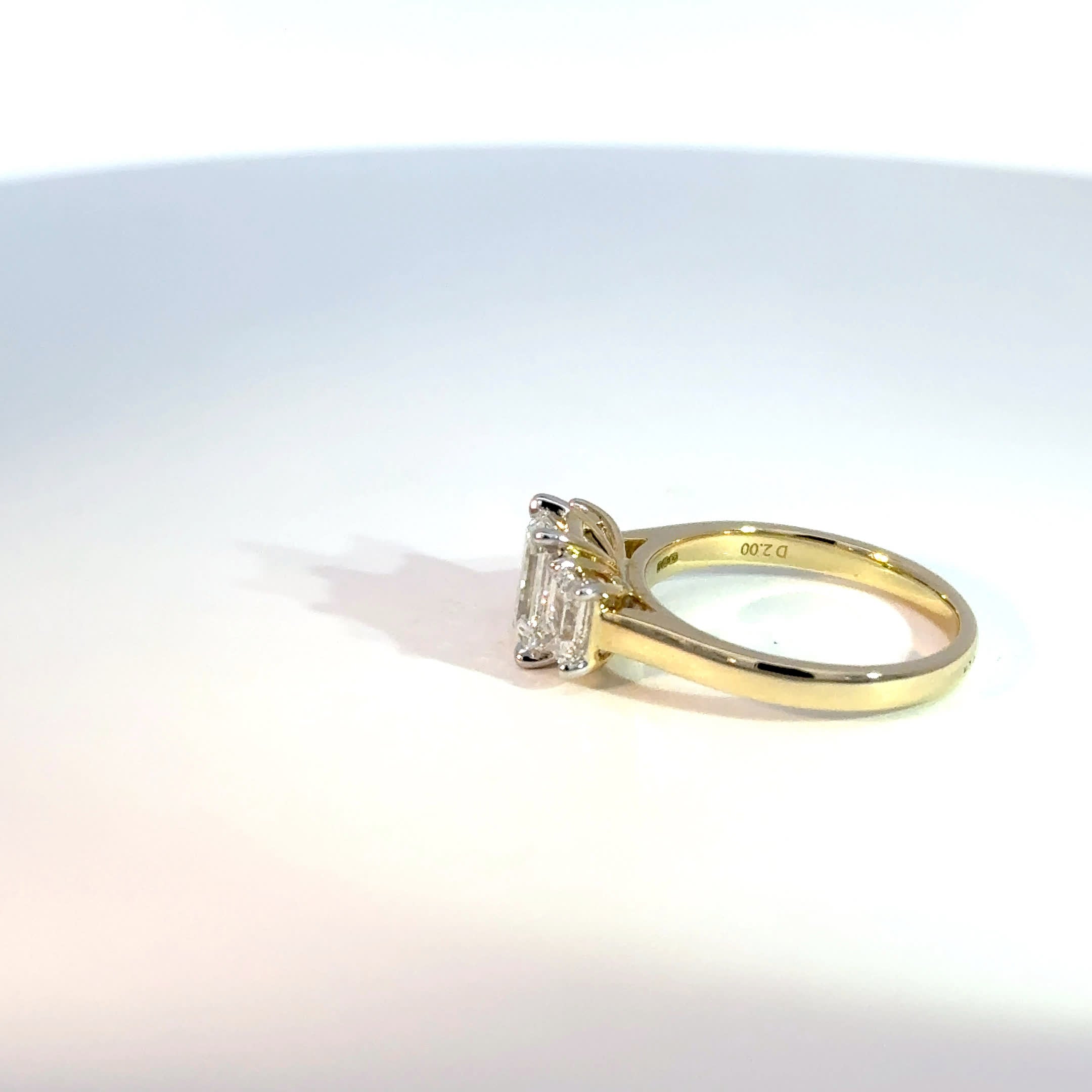 9ct Yellow Gold 2ctw Emerald Cut Lab Diamond Trilogy Ring