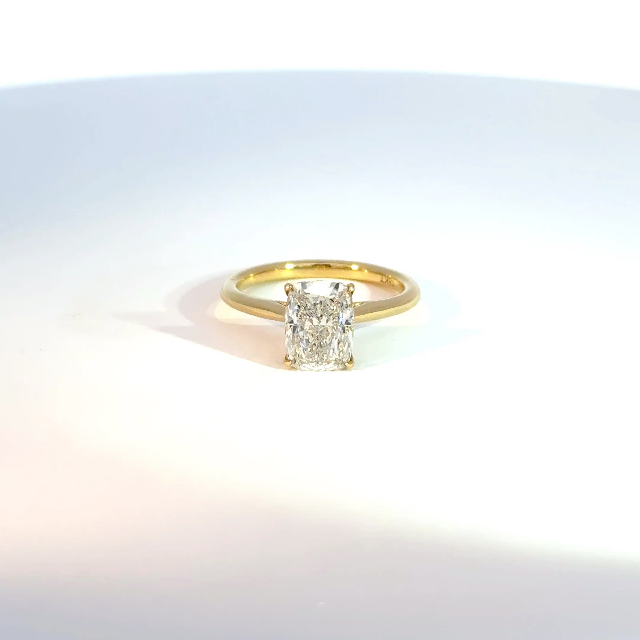 18ct Yellow Gold 2ct Cushion Lab Grown Diamond Solitaire