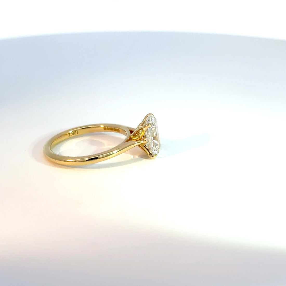 18ct Yellow Gold 2ct Cushion Lab Grown Diamond Solitaire