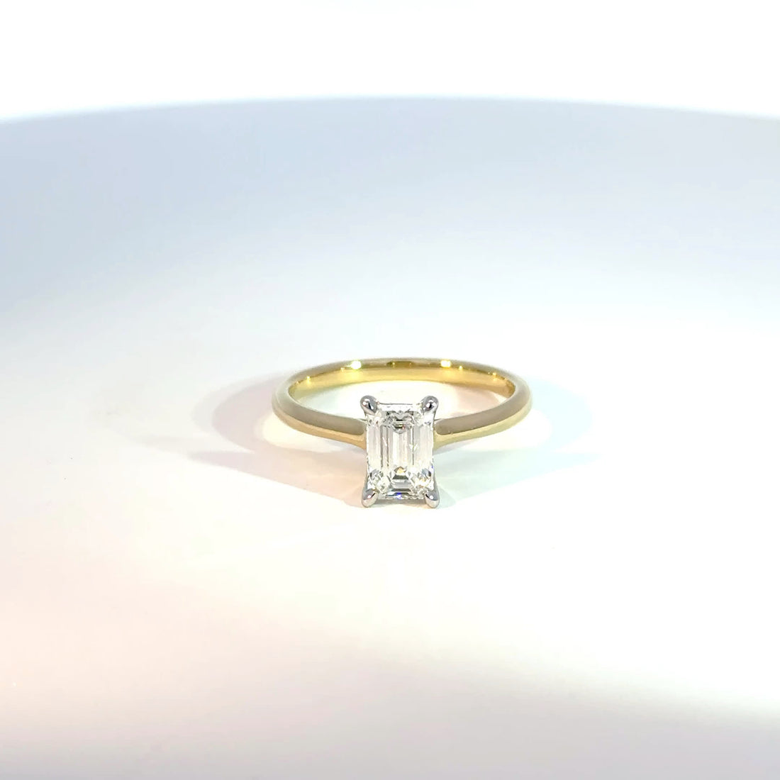 9ct Yellow Gold 1ct Emerald Cut Lab Grown Diamond Solitaire