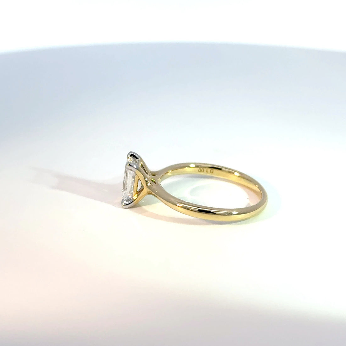 9ct Yellow Gold 1ct Emerald Cut Lab Grown Diamond Solitaire