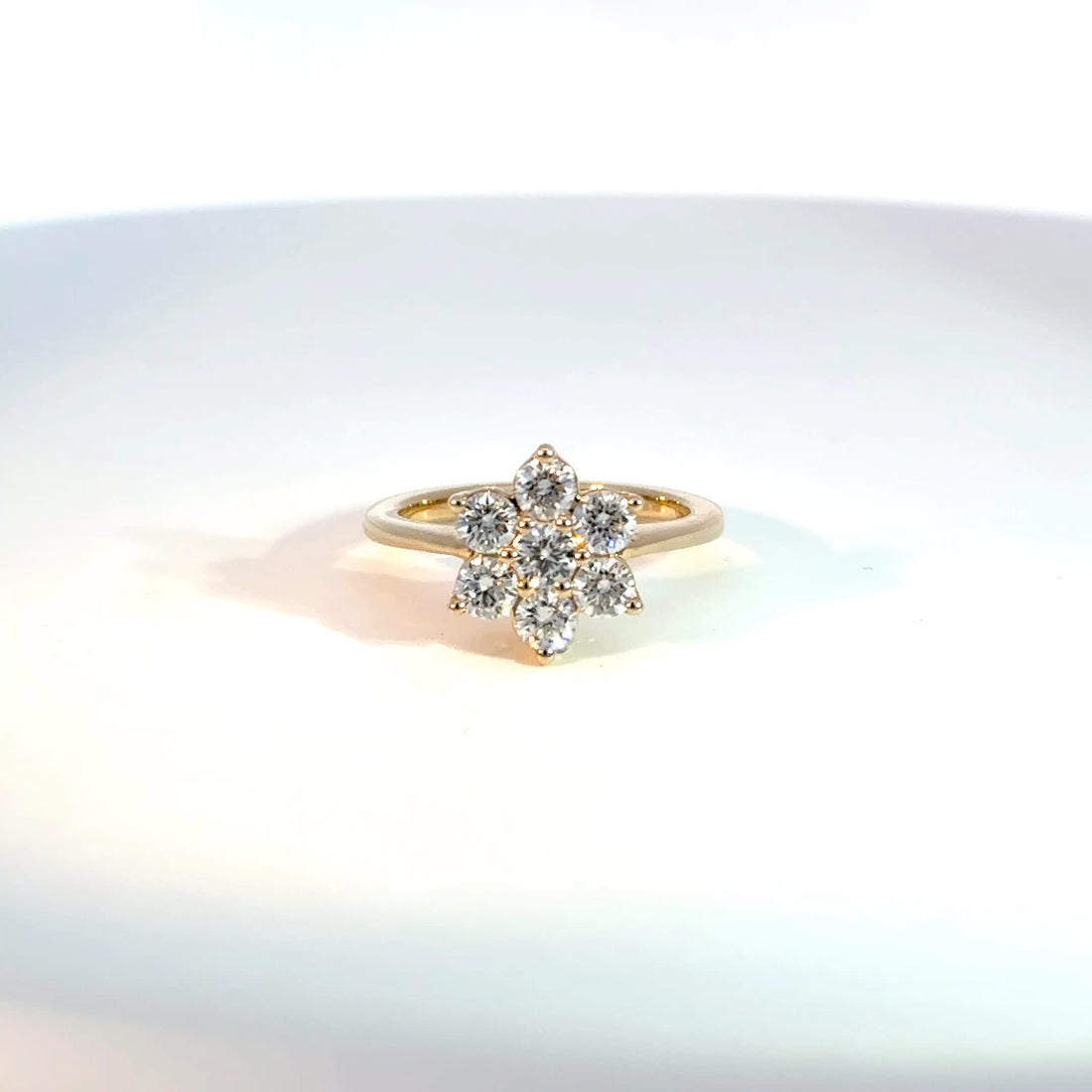9ct Yellow Gold 1ctw Lab Diamond Flower Cluster Ring