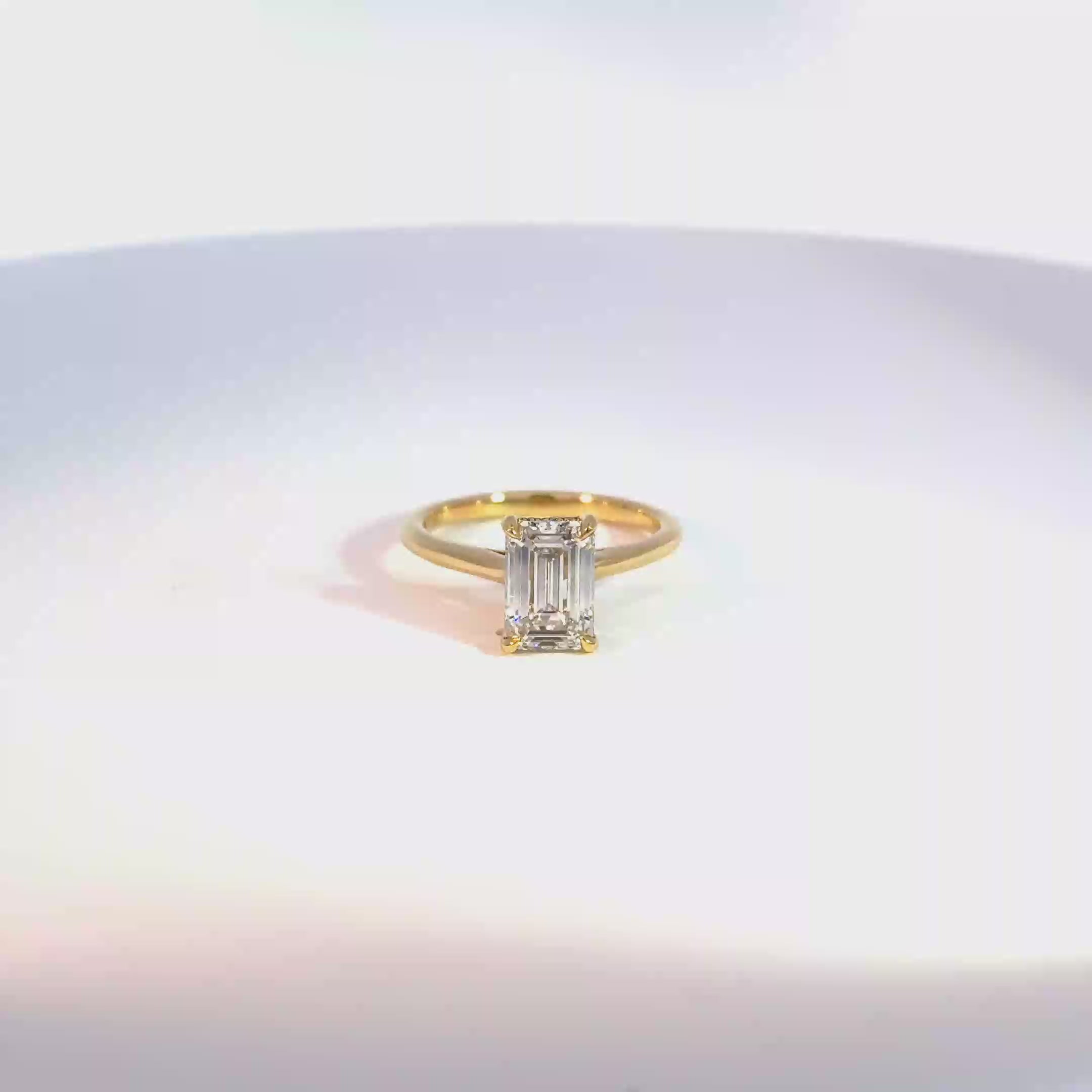 18ct Yellow Gold 2.01ct Emerald Cut Lab Grown Diamond Solitaire