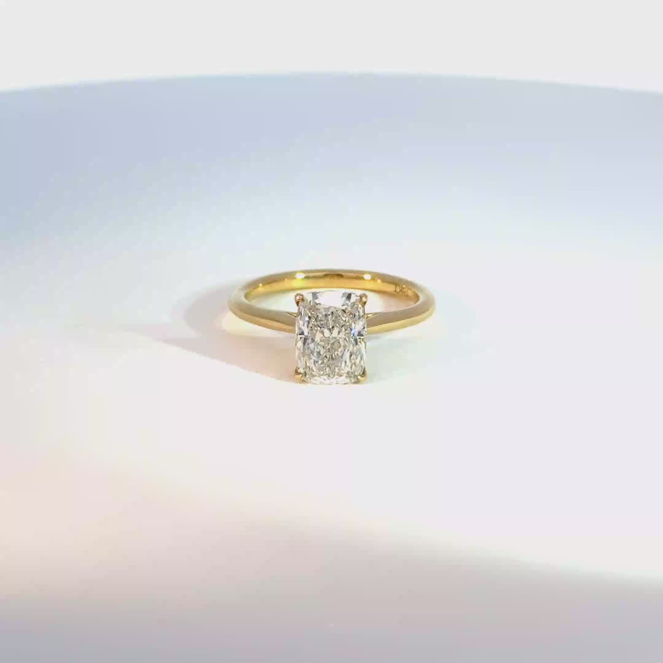 18ct Yellow Gold 2ct Cushion Lab Grown Diamond Solitaire
